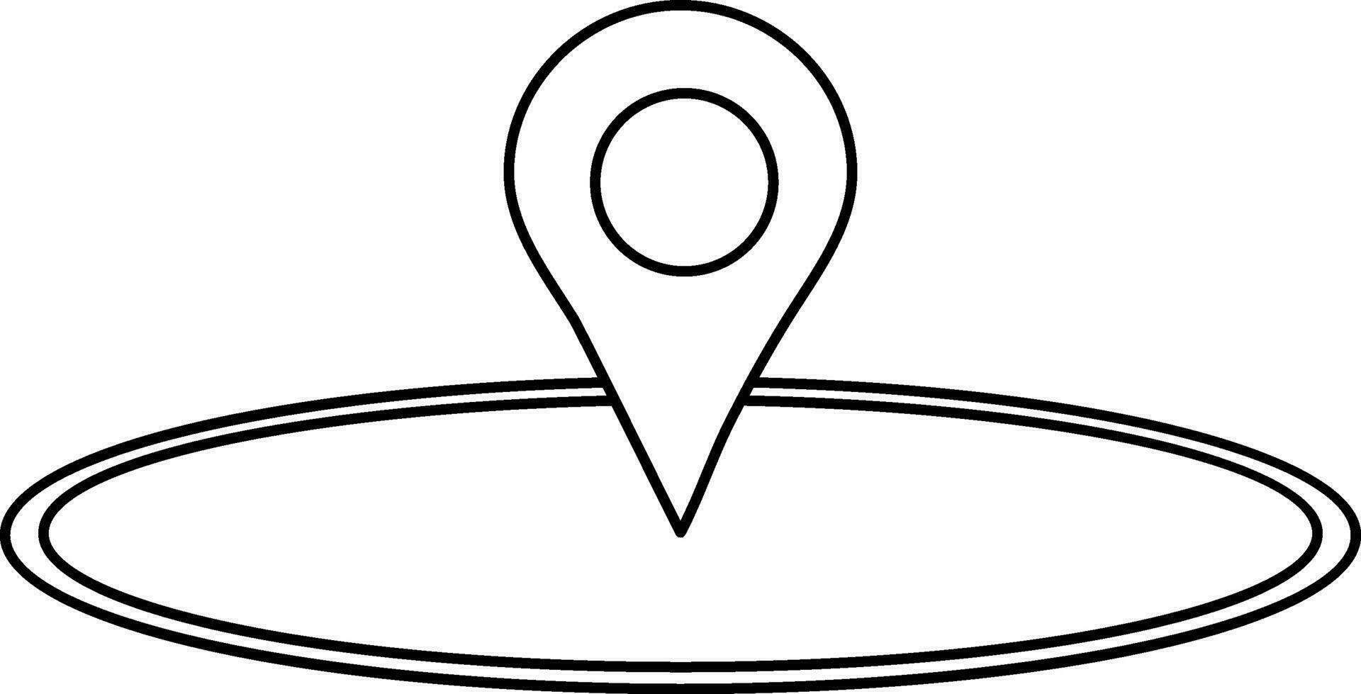 Illustration of map pin icon with circular path. vector
