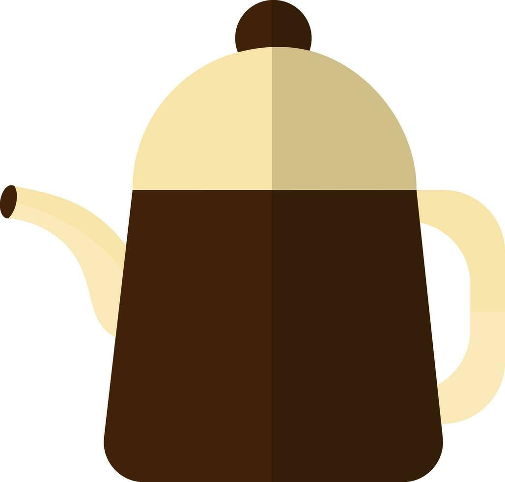 Brown and cream tea pot in flat style. vector