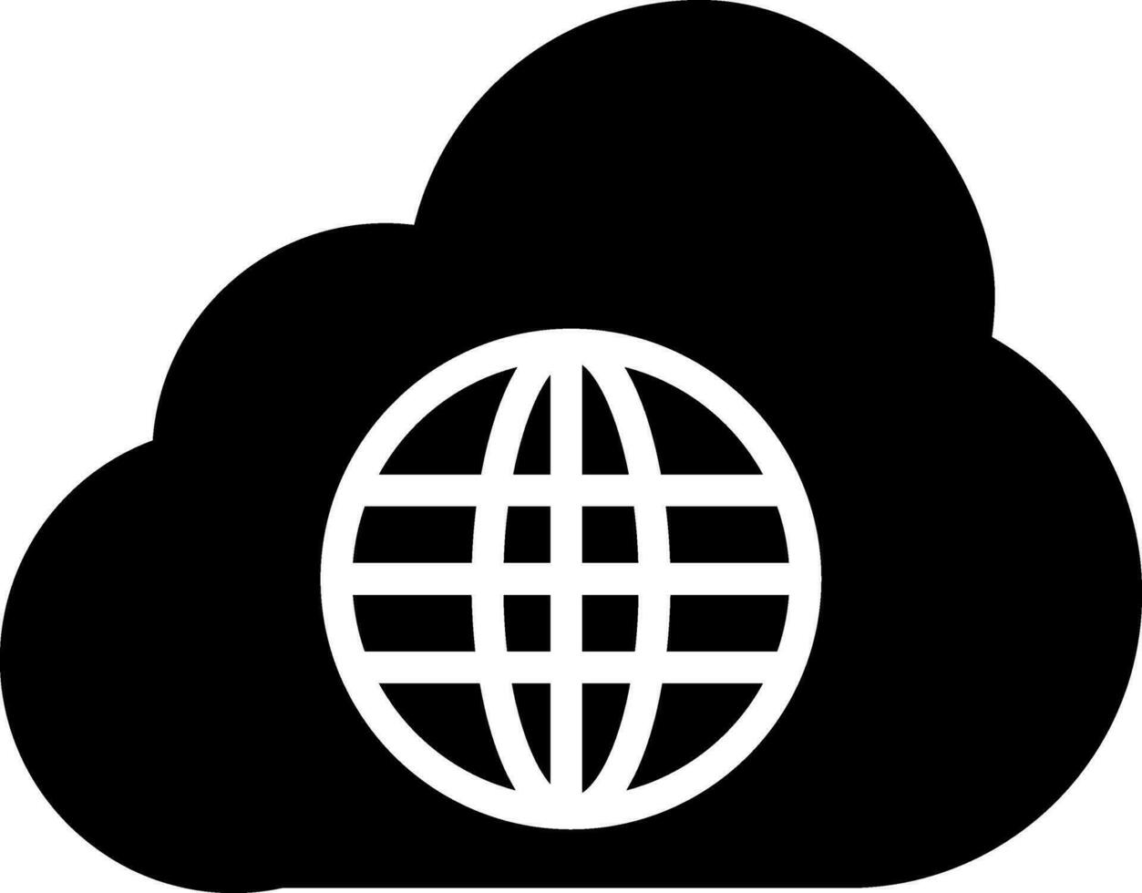 Internet nube tecnología icono en negro y blanco color. vector