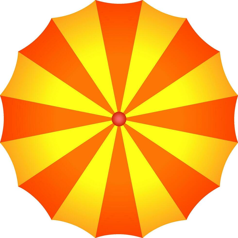 Glossy golden and orange top view of umbrella. vector