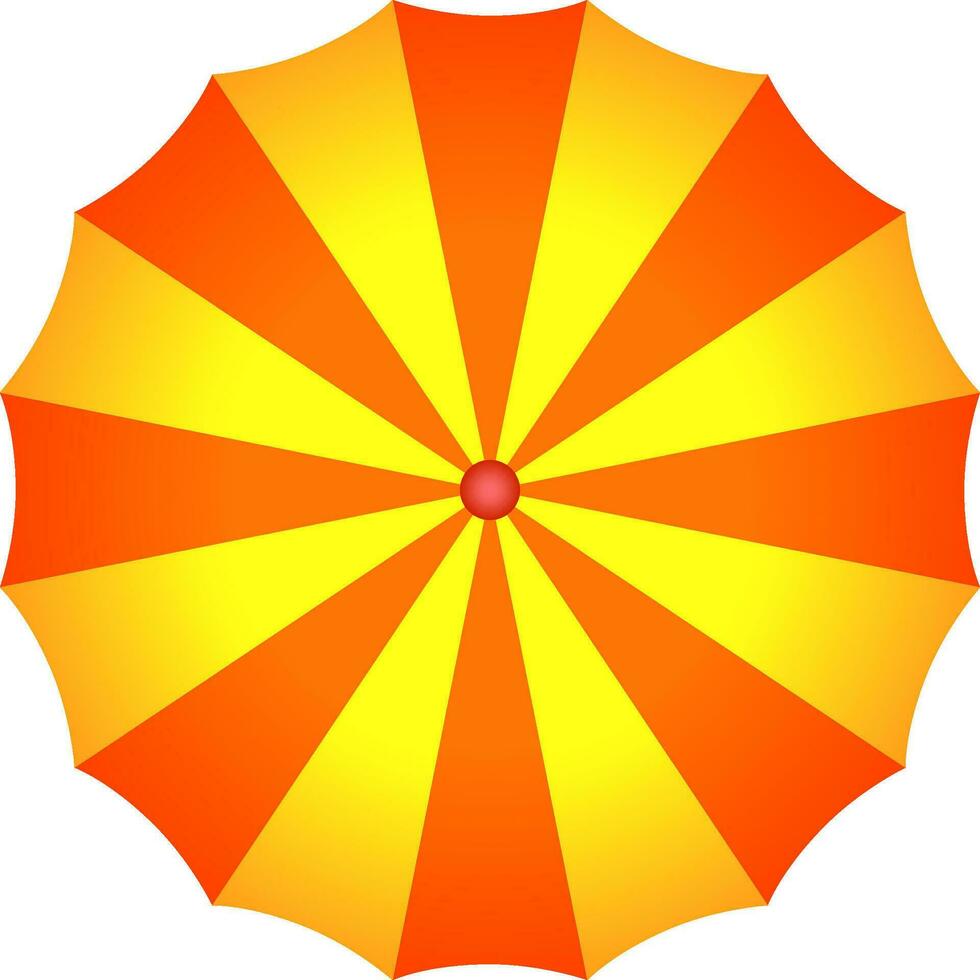 Glossy golden and orange top view of umbrella. vector