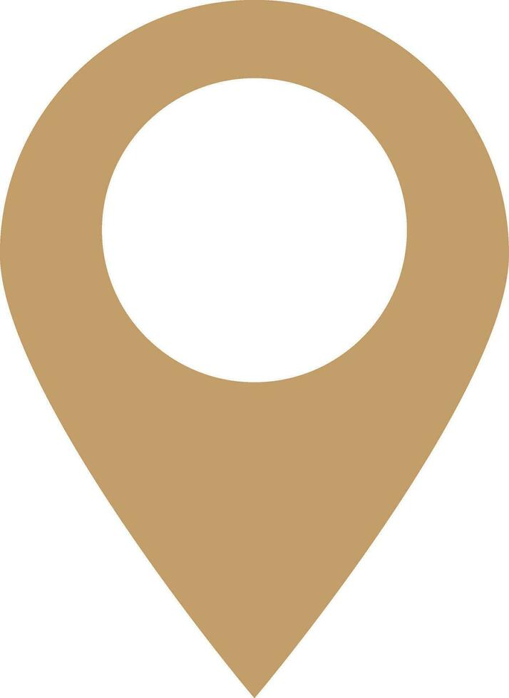 Vector sign or symbol of map pin in brown color.
