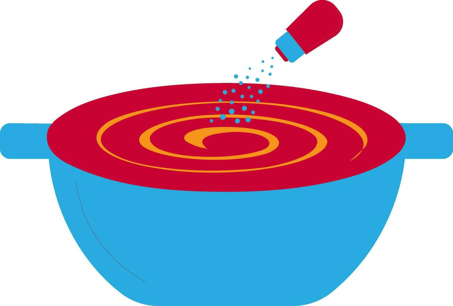 Blue bowl with sprinkle bottle in flat style. vector