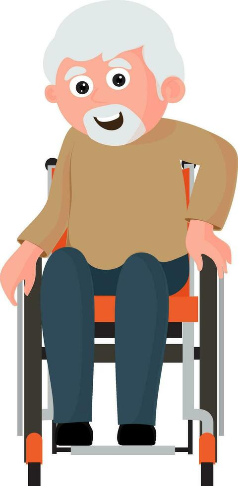 Illustration of an old man on wheelchair. vector