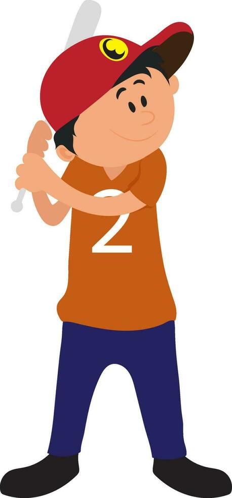 Cartoon character of a little boy with baseball bat. vector