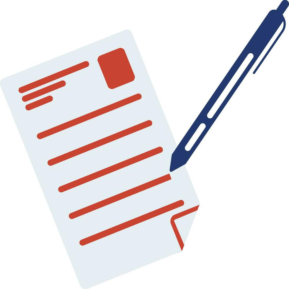 Document with blue pen. vector