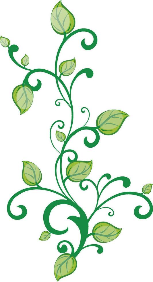 Green leaves decorated white background. vector