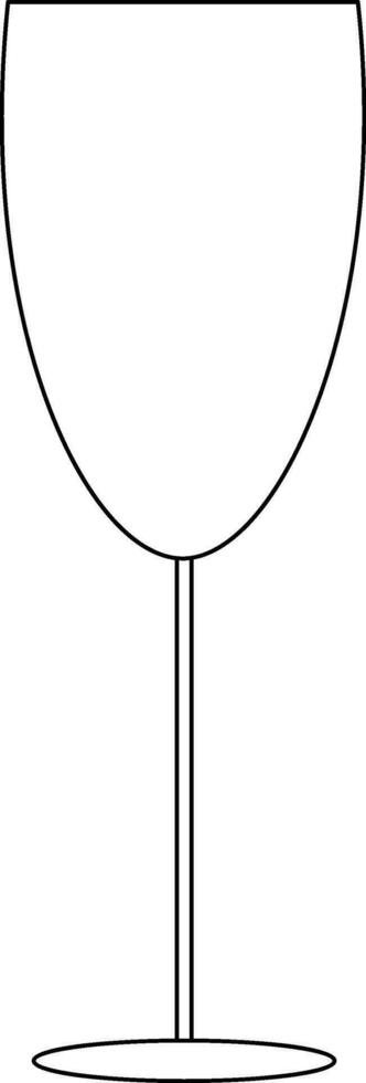Black line art cocktail glass in flat style. vector