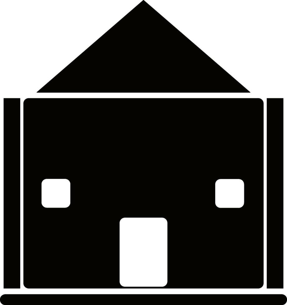 Black and white building in flat style. vector