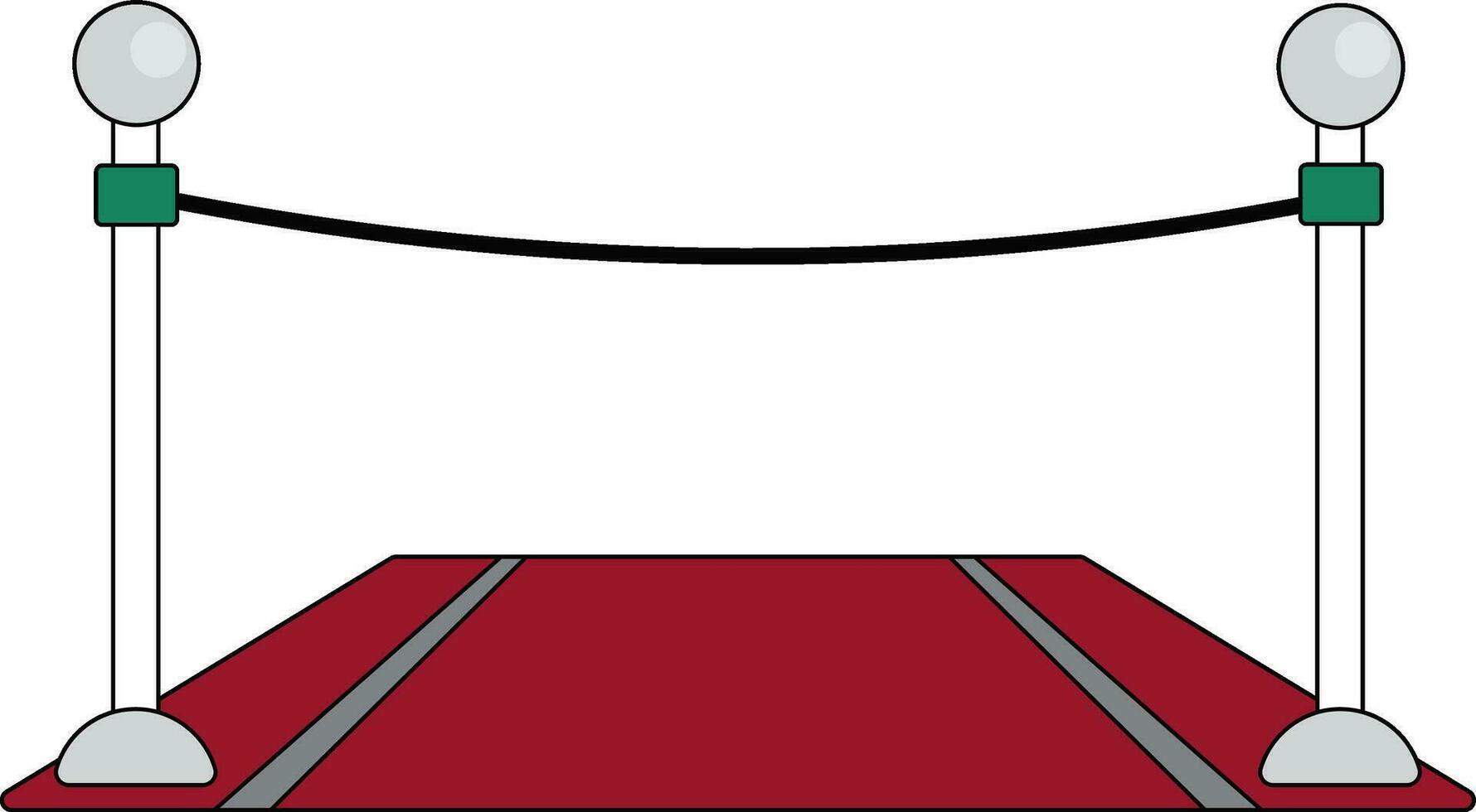 Flat illustration of red carpet with barriers. vector