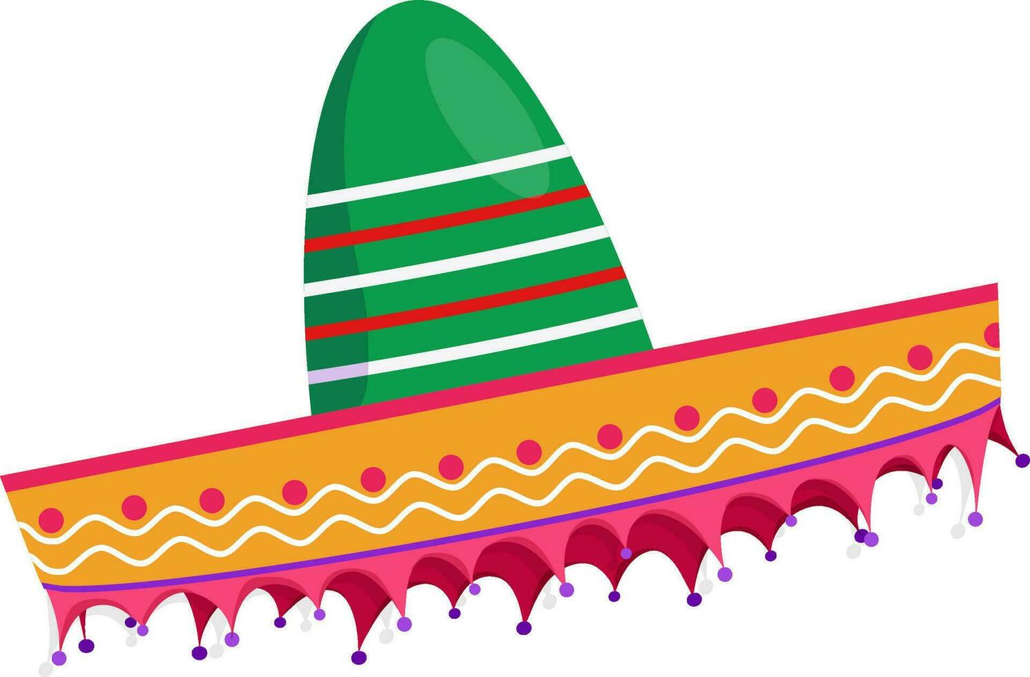 Colorful mexican hat on white background. vector