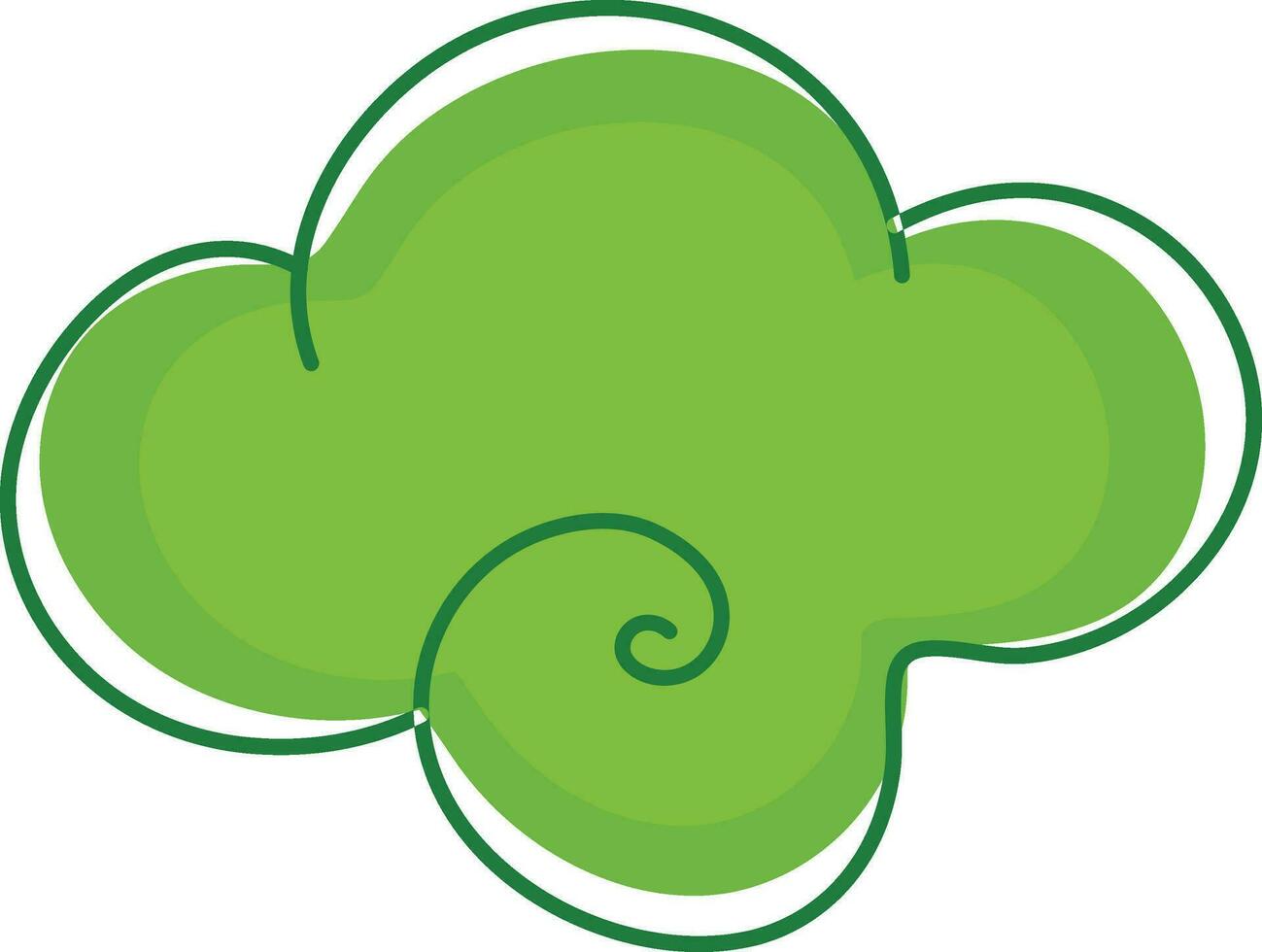 Green cloud in flat style illustration. vector