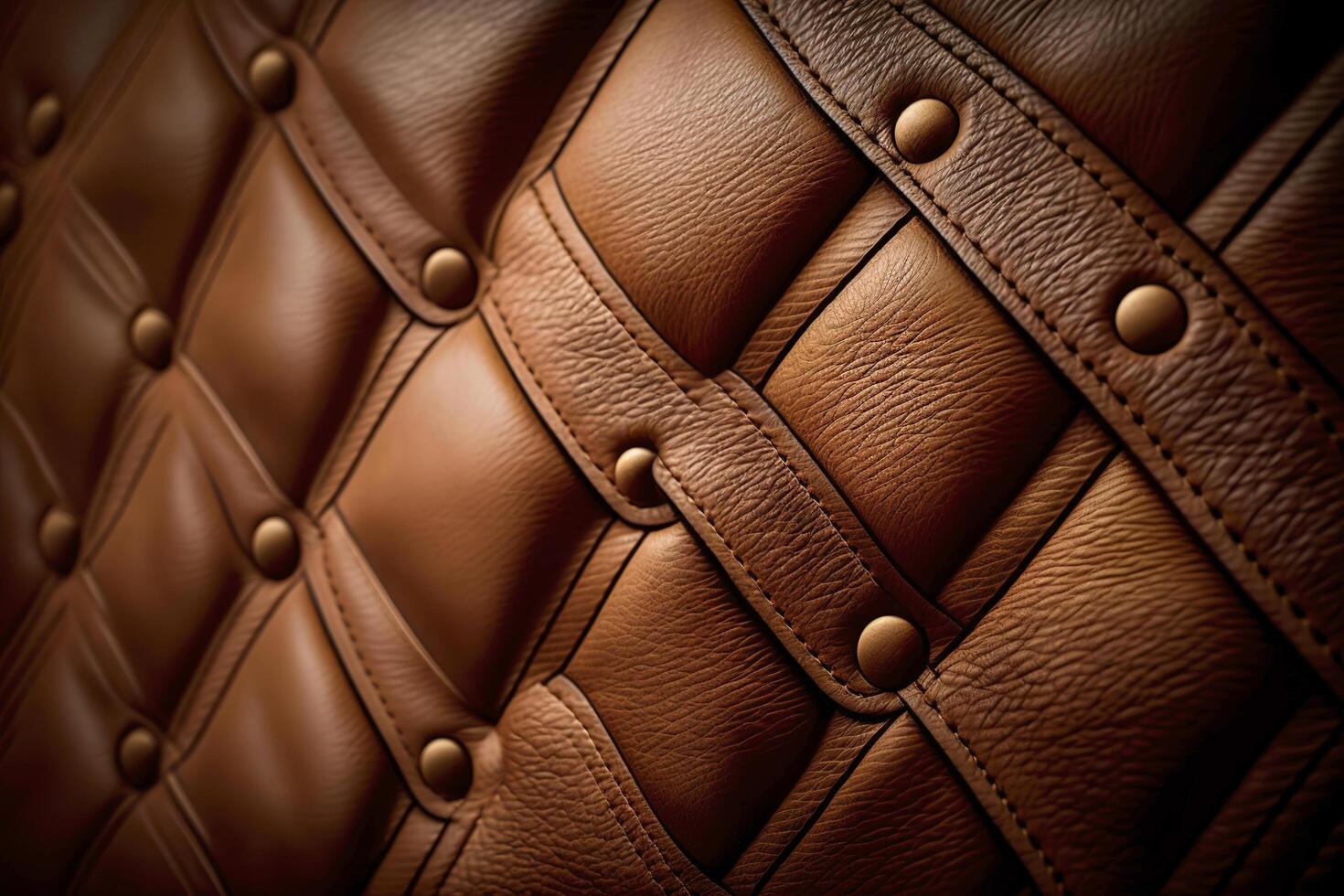 Seamless brown leather texture. Upholstery of leather buttoned brown color fabric. Elegant vintage quilted sofa background. photo