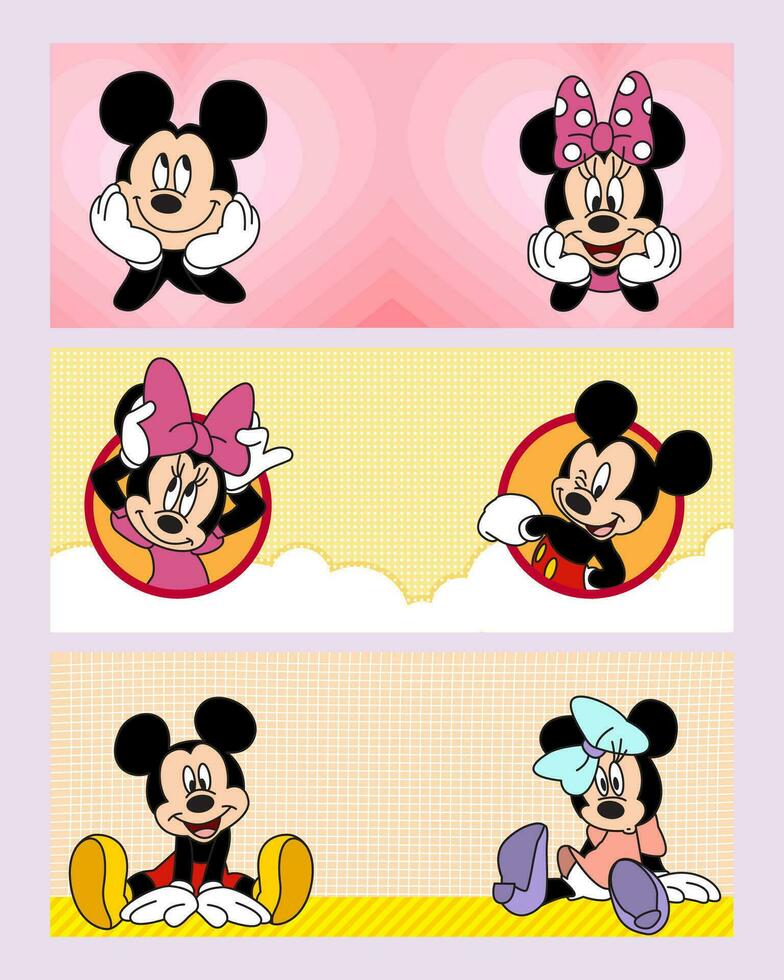 Cute Little Mouse and Girlfriend Banner vector