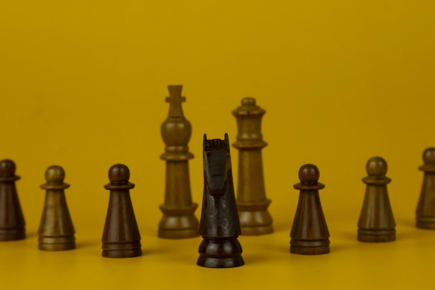 Leader concept of Realistic queen on bright yellow background with copy space. Chess piece. Minimal creative battle concept. 3d render 3d illustration photo