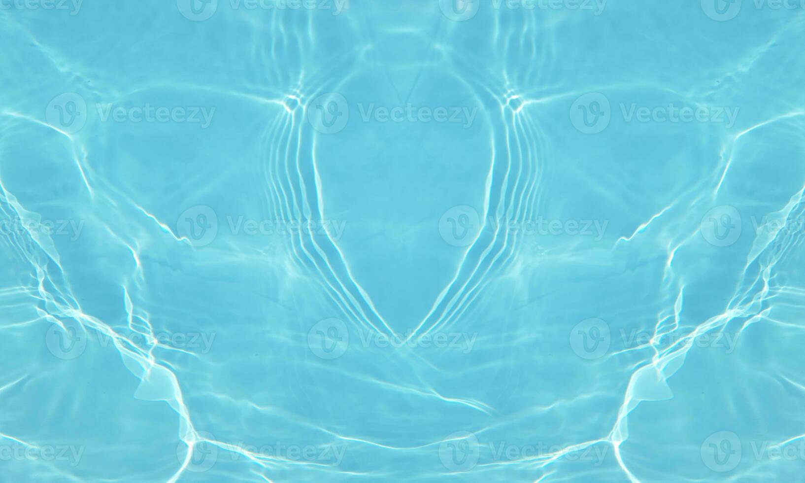 Blue water with ripples on the surface. Defocus blurred transparent blue colored clear calm water surface texture with splashes and bubbles. Water waves with shining pattern texture background. photo