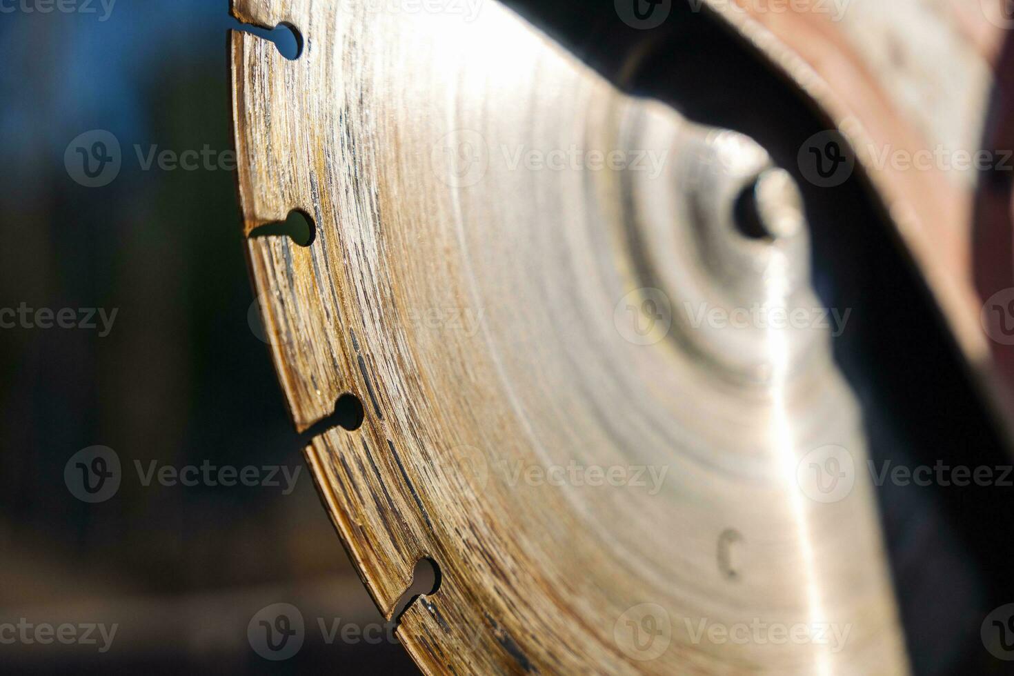 close-up of a saw with a disc for cutting concrete and paving slabs photo