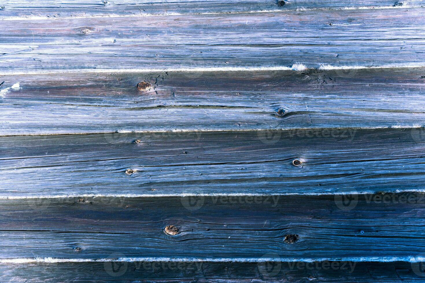 textured abstract dark blue background of a log wooden wall photo