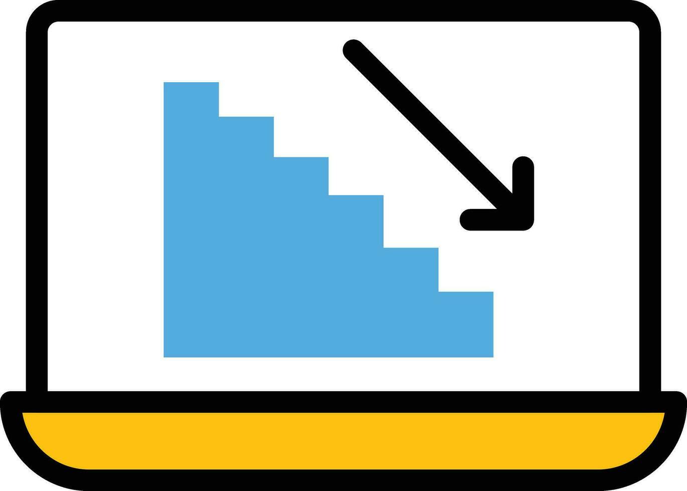 ordenador portátil grafico disminución vector ilustración en un fondo.premium calidad simbolos.vector íconos para concepto y gráfico diseño.