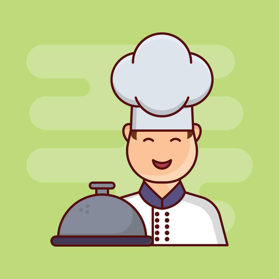 ilustración de vector de chef en un fondo. símbolos de calidad premium. iconos vectoriales para concepto y diseño gráfico.