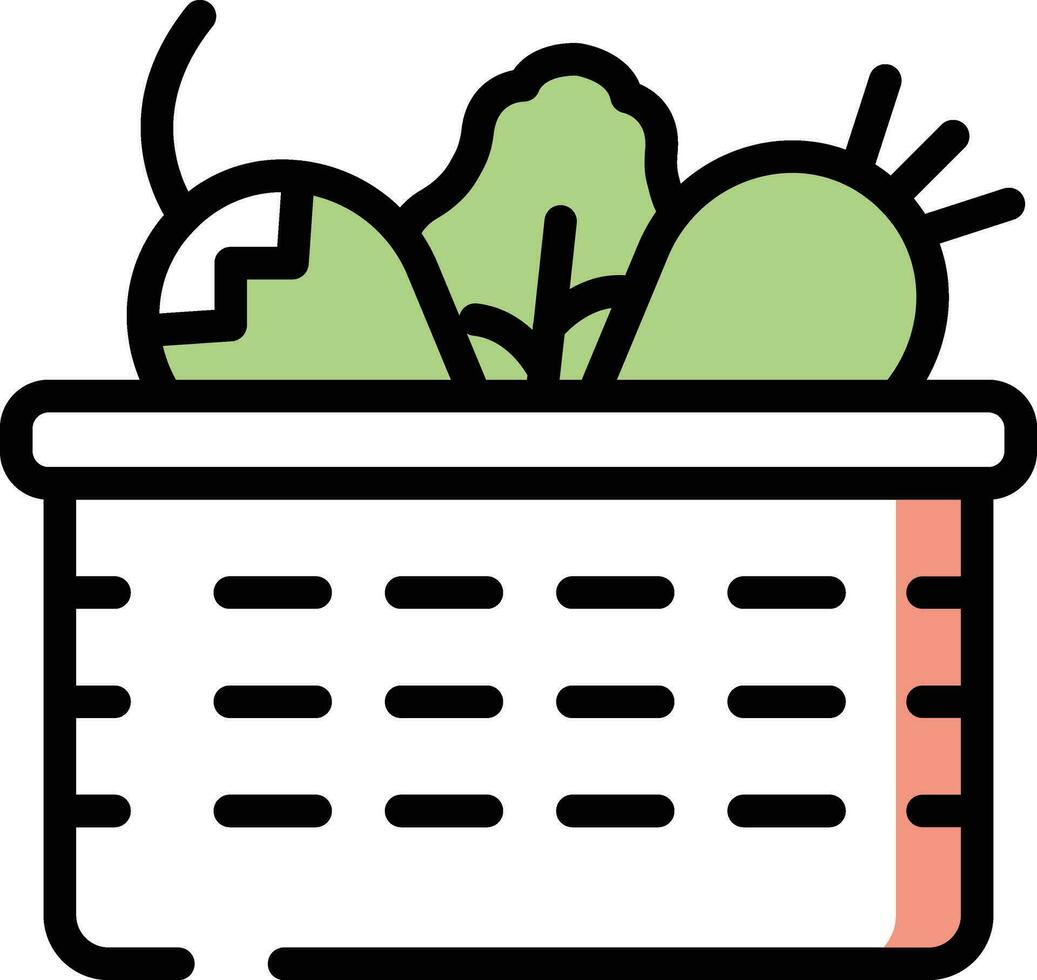 ilustración de vector de cesta de verduras en un fondo. símbolos de calidad premium. iconos vectoriales para concepto y diseño gráfico.