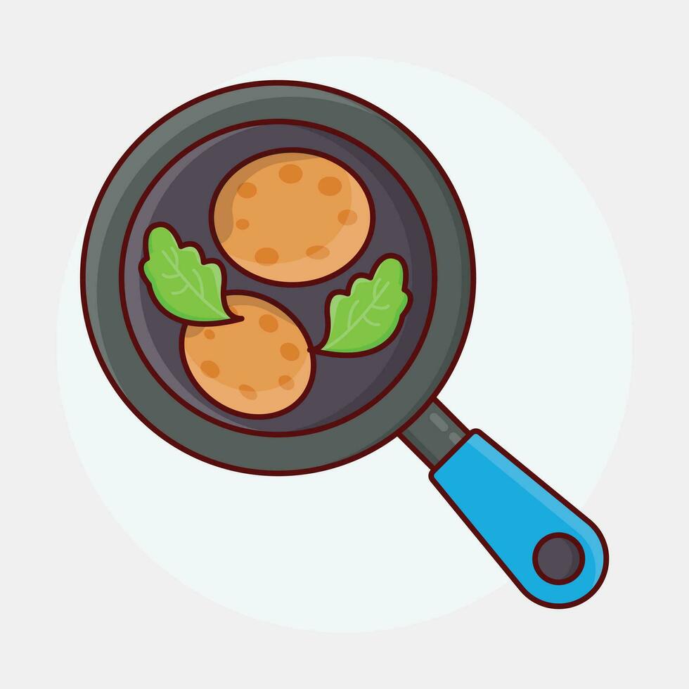 frying pan food vector illustration on a background.Premium quality symbols.vector icons for concept and graphic design.