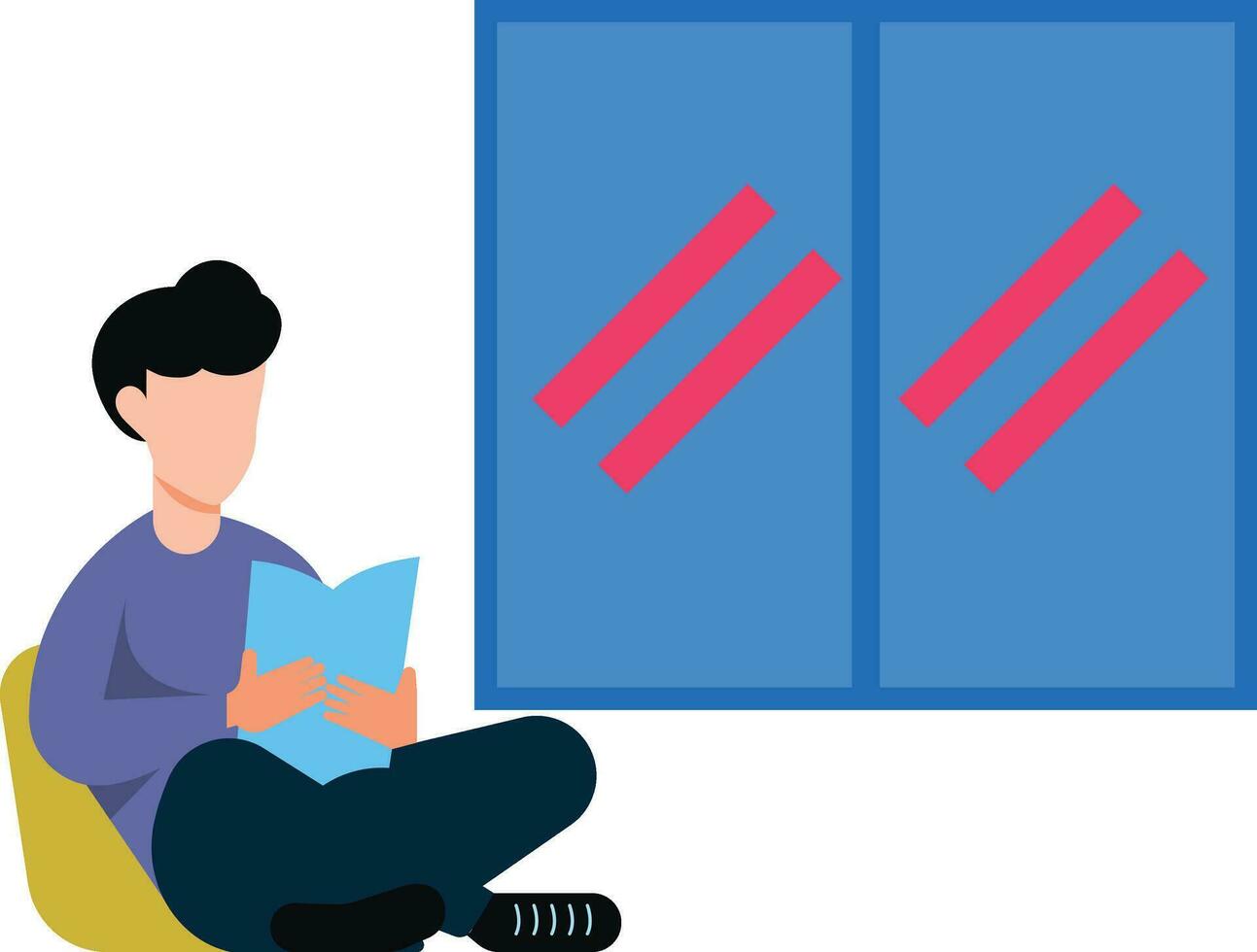 The girl is reading a book at home. vector