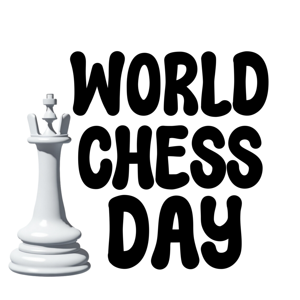 mundo xadrez dia texto, mundo xadrez dia caligrafia, xadrez dia letras inscrição clipart em transparente fundo, xadrez peça digital arte, xadrez rei rainha peça clipart, xadrez ícone png