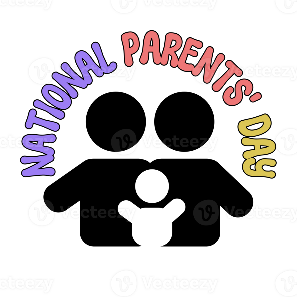 National Parents  Day Free Day Text typography on transparent background, National Parents Day Calligraphy, National Parents Day Free Day Lettering inscription, parents icon, parents with kids clipart png