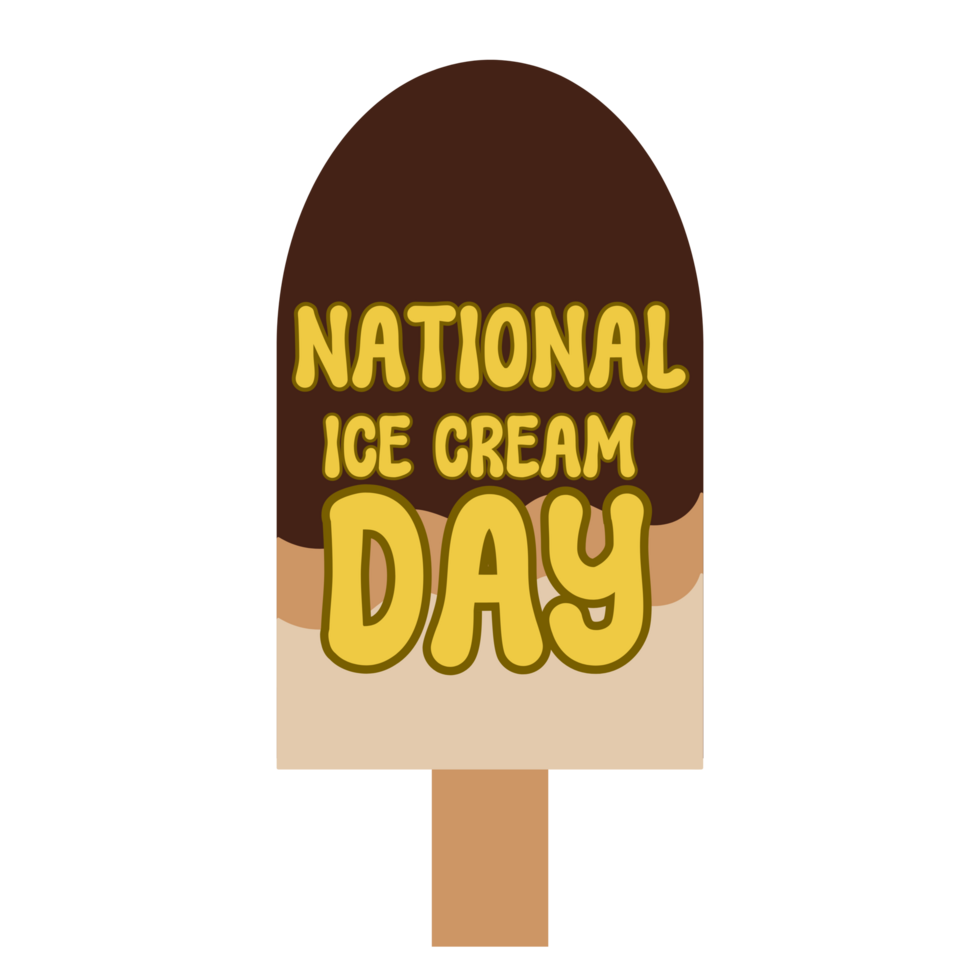 National Ice Cream Day text typography, calligraphy, lettering inscription clipart on transparent background, International Ice Cream Day, National Sundae Day, World Ice Cream Day, Month png