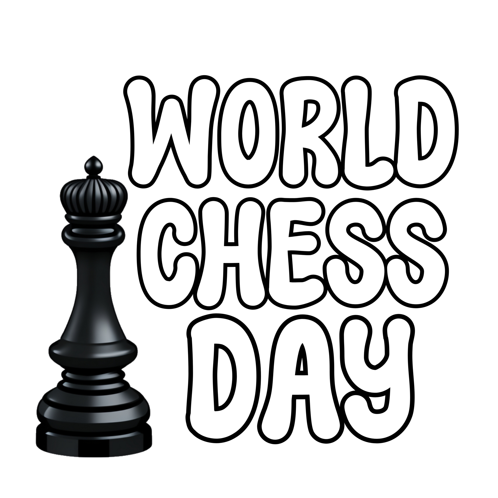 World chess Day text, World chess Day calligraphy, chess Day lettering ...