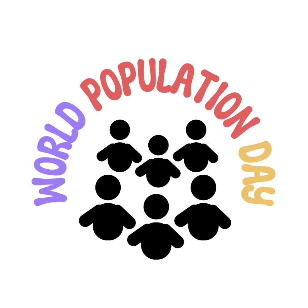 World Population Day  text, World Population Day calligraphy, Population Day lettering inscription clipart on transparent background, population digital art, population  clipart, population icon png