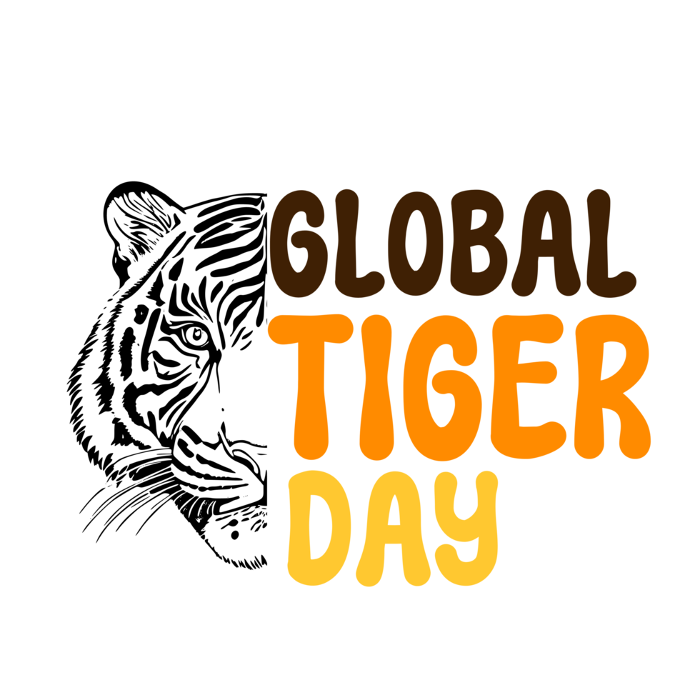 globaal tijger dag tekst typografie, kalligrafie, belettering opschrift clip art Aan transparant achtergrond, tijger clip art Aan transparant achtergrond, Internationale tijger dag, wereld tijger dag png