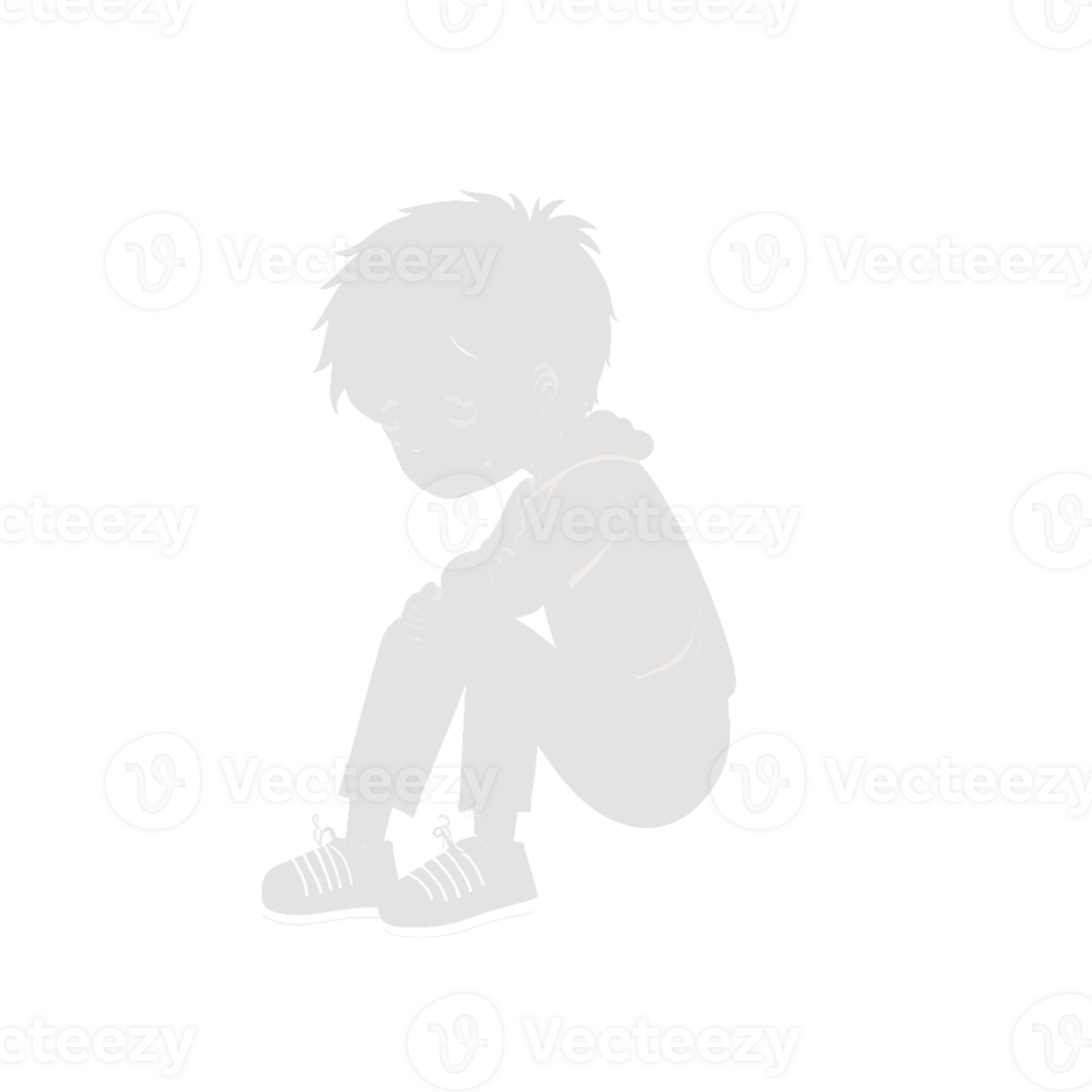 sad child clipart isolated on transparent background, sad kid