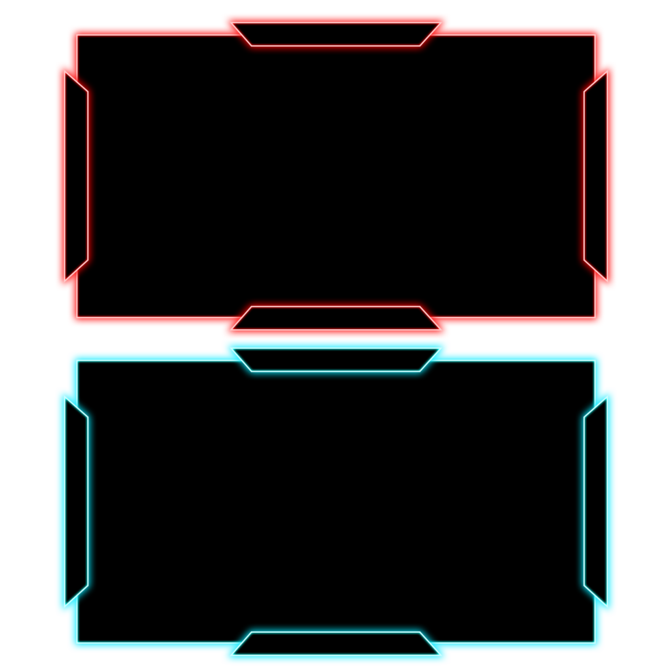 Red blue neon box gaming template dark color png