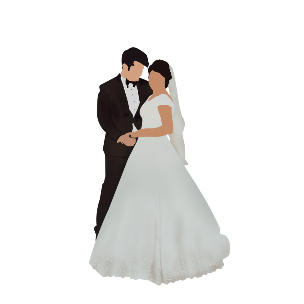 Christian wedding bride with long detachable train crinoline petticoat and groom coat png