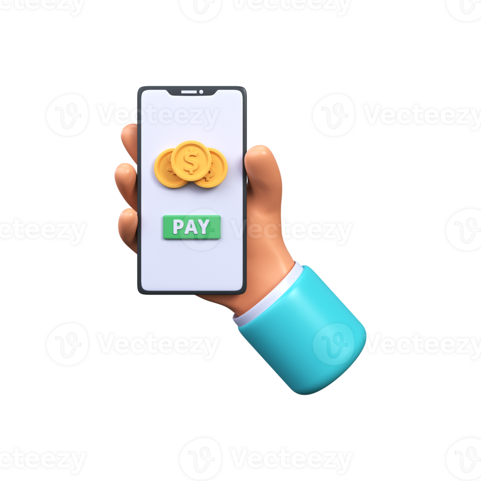 The concept of online payments using a mobile phone. Smartphone with dollar coin. png