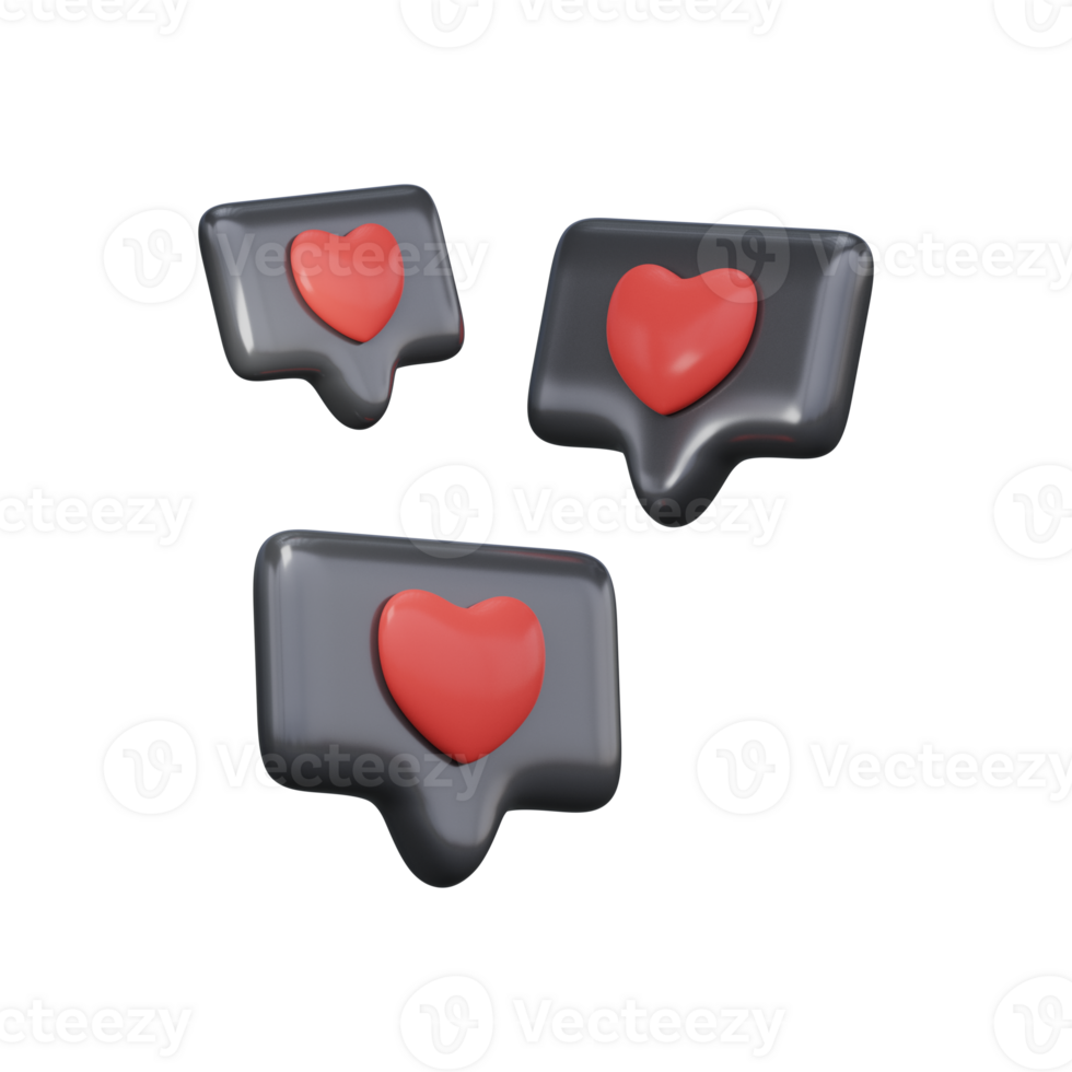 Concept of social networks. Like and Heart icon. 3D Render png