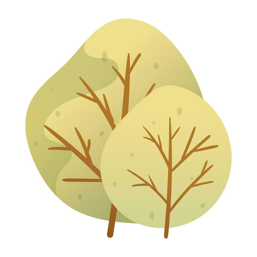 sencillo vector ilustración. dibujos animados árbol icono con un maletero y un volumétrico verde corona. bosque o naturaleza pegatina o diseño elemento.