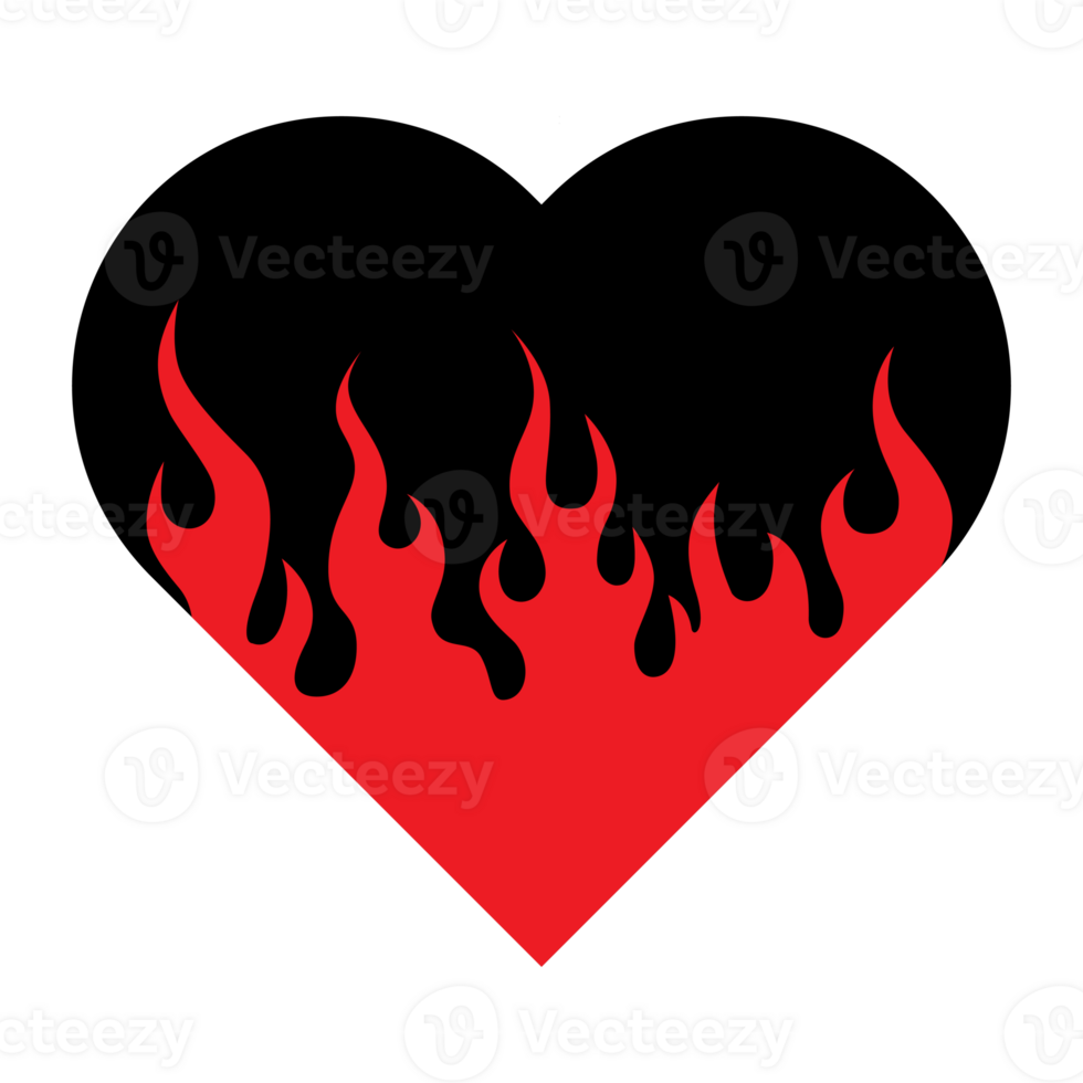 heart with fire symbol png