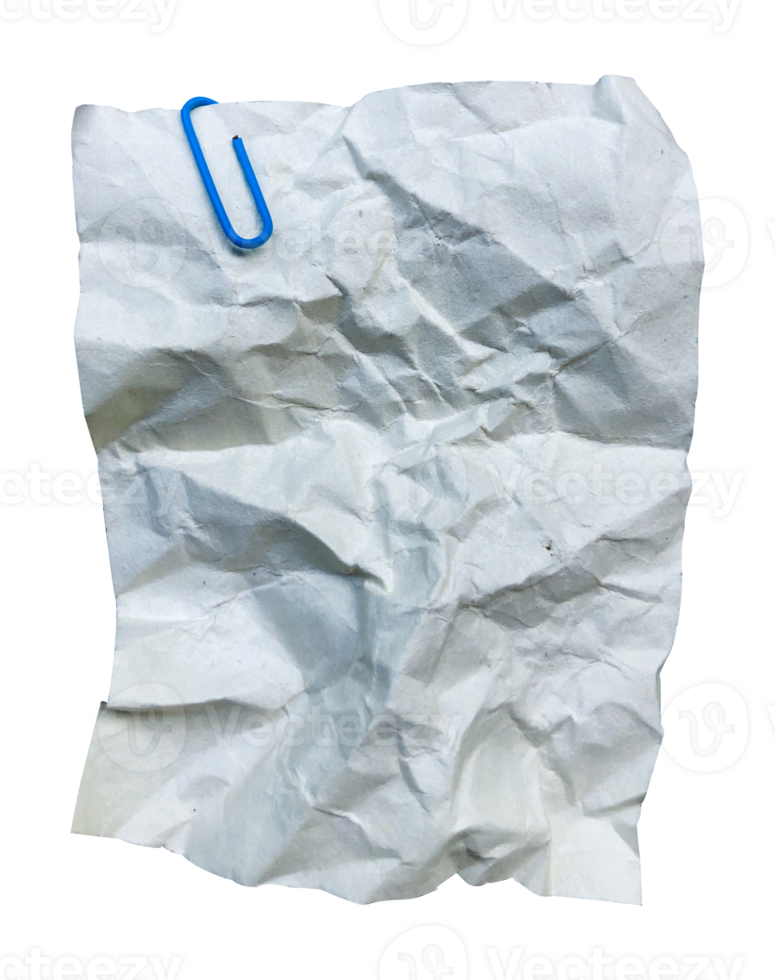 Wrinkled paper note with clip png