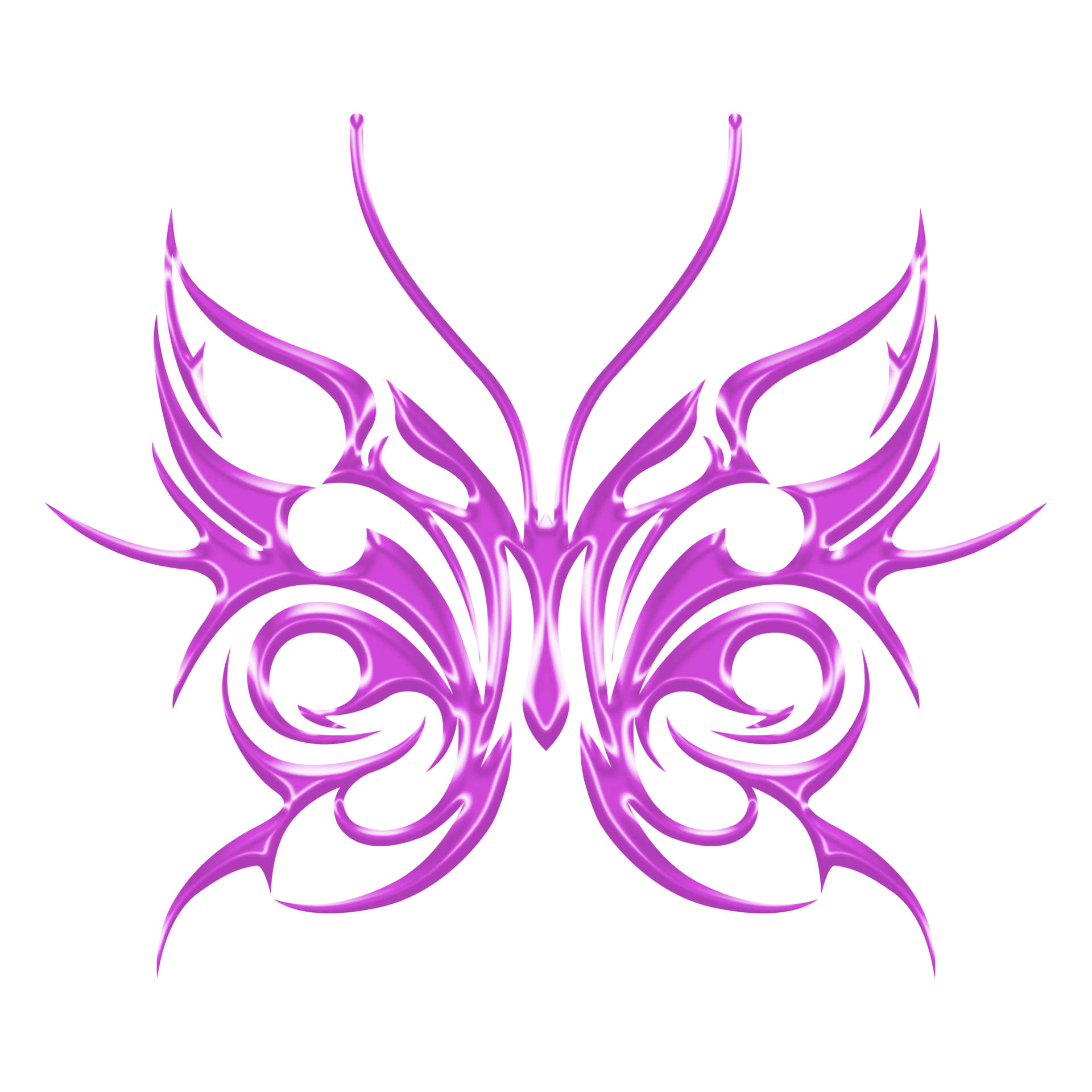 The butterfly tattoo art symbol in chrome style 25063200 PNG