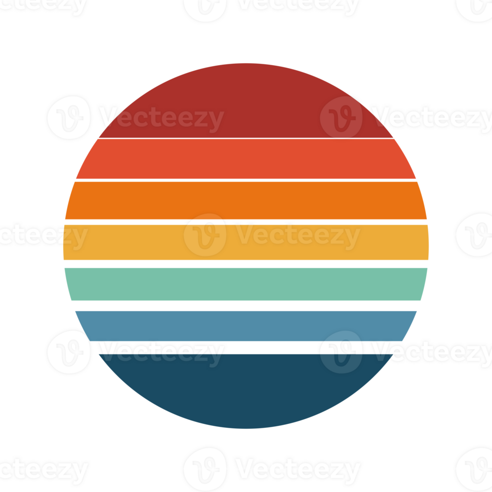 vintage round sunset symbol isolated png