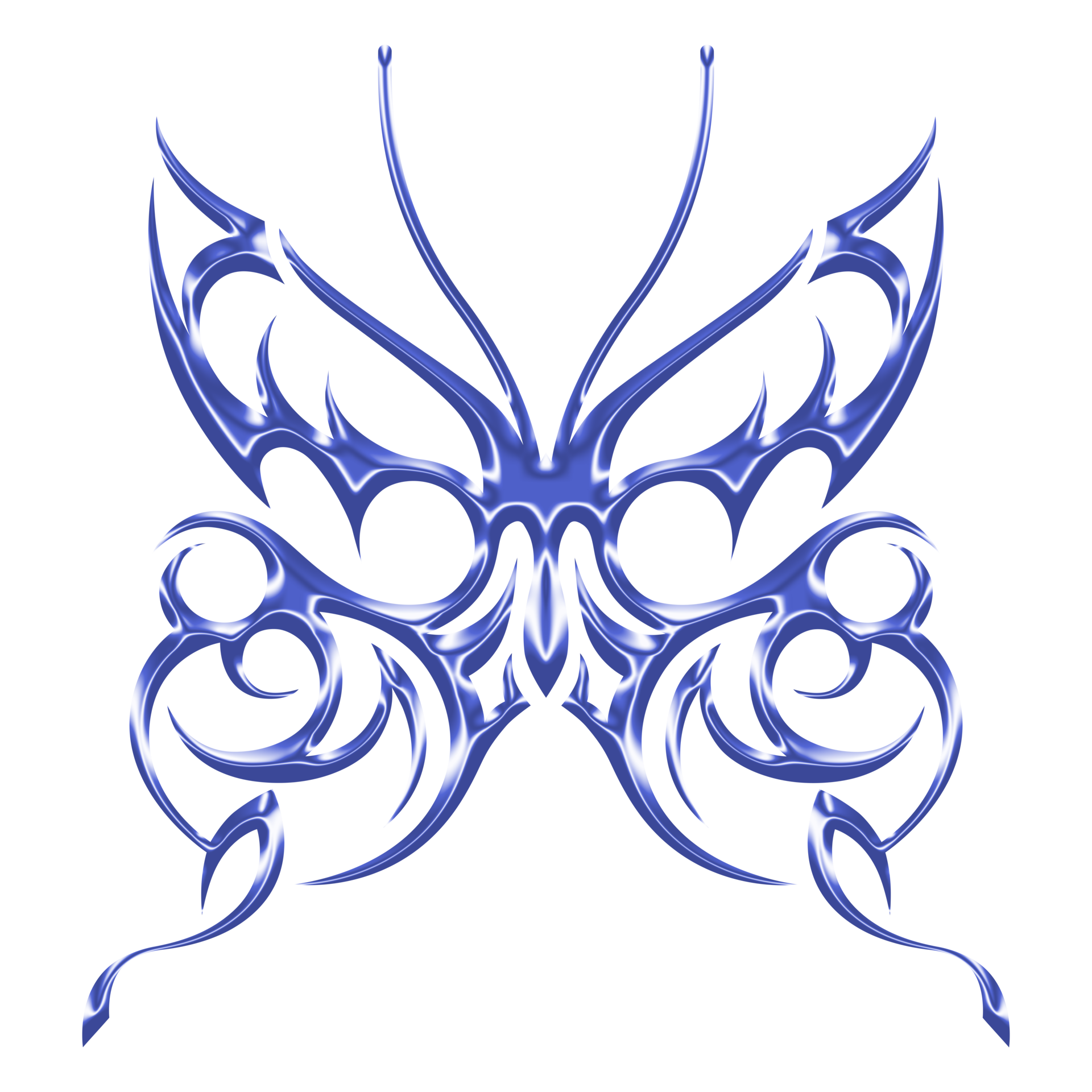 blue butterfly tattoo. y2k chrome ornament 25063215 PNG