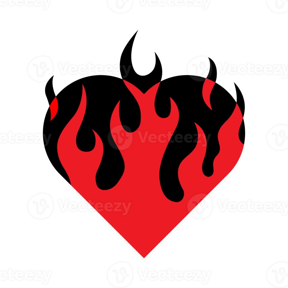 heart with fire symbol png