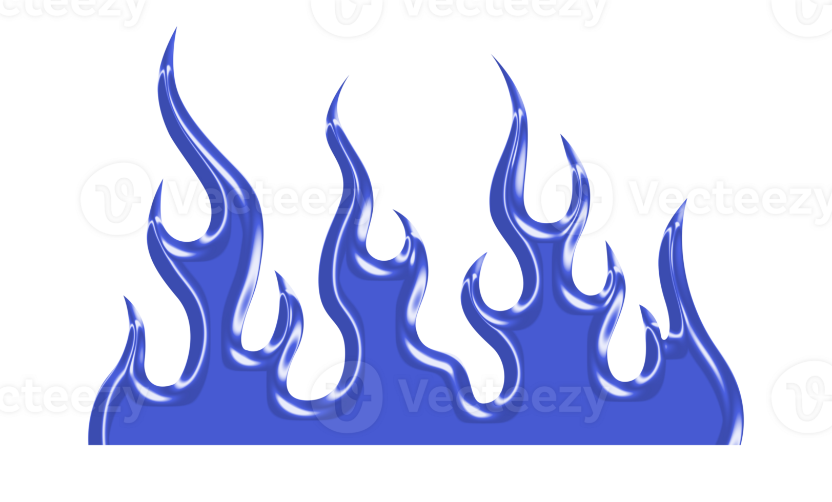 Blue fire flames in 3D chrome style png