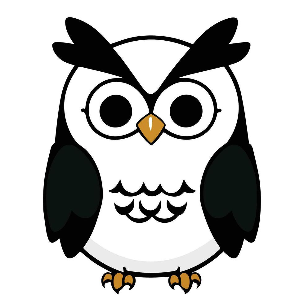 Owl silhouette Icon Vector on Black White illustration