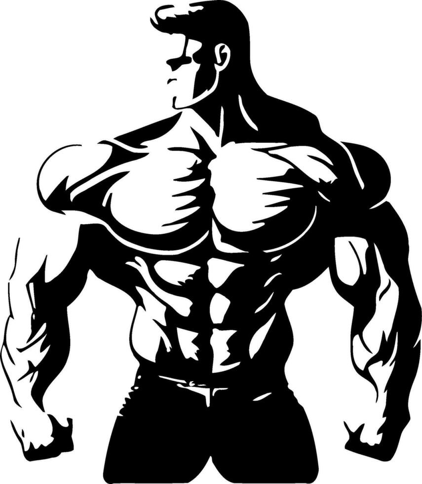 This striking muscular body vector illustration showcases the epitome of physical strength and fitness. The artwork captures the intricacies of well-defined muscles and chiseled contours, highlighting