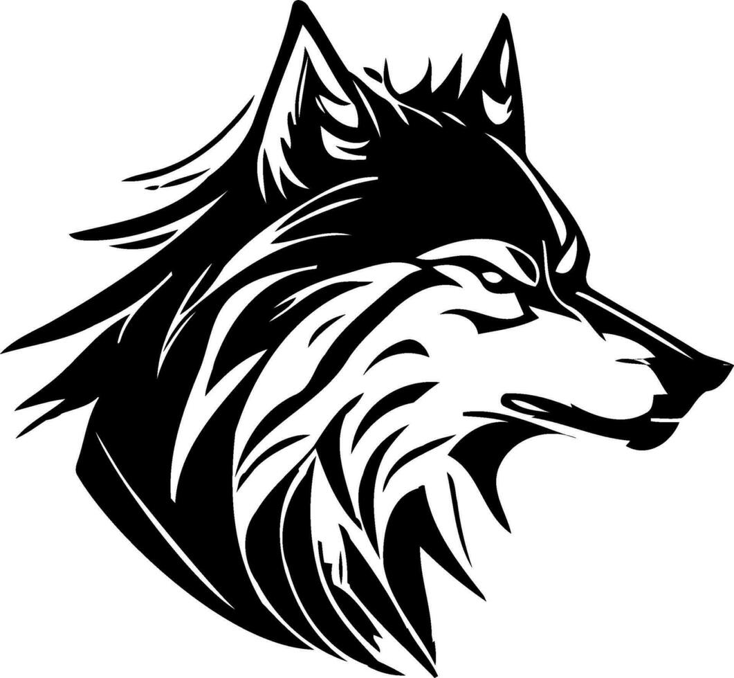 This captivating vector illustration showcases the untamed beauty and raw power of a wolf's face. The artwork captures the intensity of the wolf's gaze,