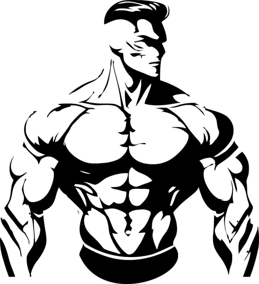 This striking muscular body vector illustration showcases the epitome of physical strength and fitness. The artwork captures the intricacies of well-defined muscles and chiseled contours, highlighting